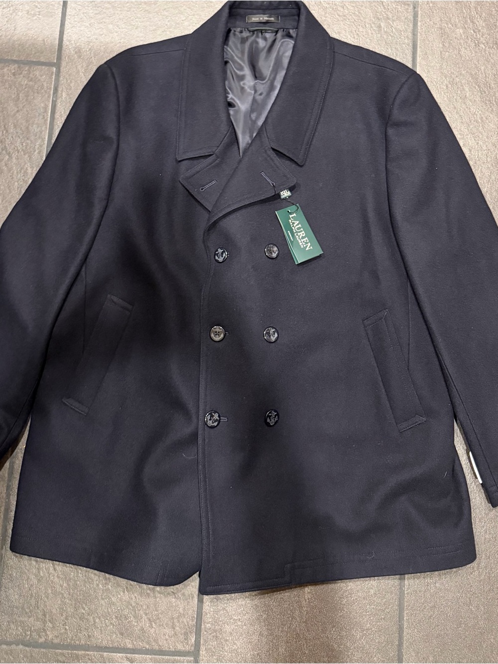 Ralph Lauren Men's Double-Breasted Peacoat in Navy